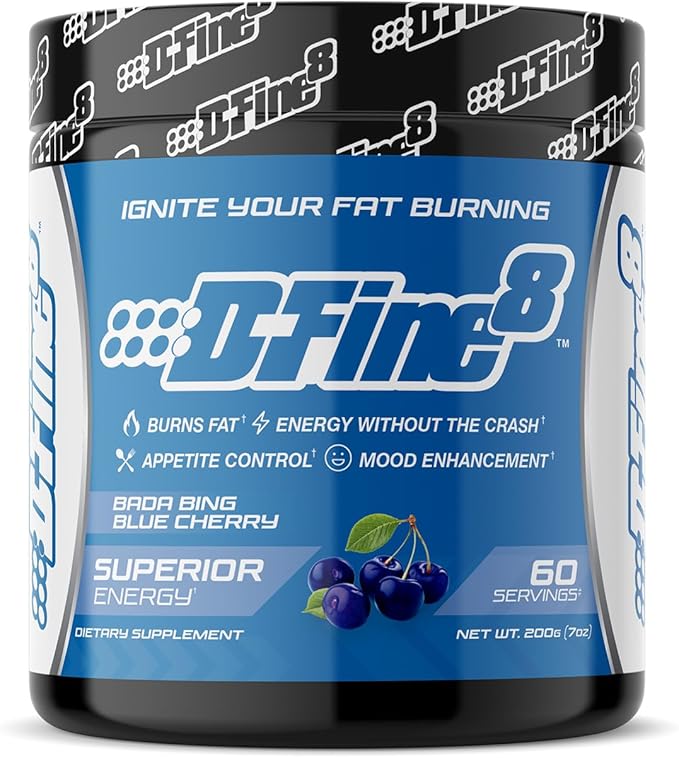 Thermogenic Pre-Workout Energy Powder & Shredding Supplement, Boost Energy Mood & Focus, Sugar Free, Contains Senactiv, Endurance, 300mg Caffeine, N-Acetyl-L-Tyrosine (Bada Bing Blue Cherry)