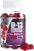 B12 Energy Gummies - 4500 mcg Vitamin B12 Per Serving - Extra Strength Chewable B12 Supplement for Energy, Metabolism & Immune Support - For Women, Men & Kids - Natural & Berry Flavored - 60 Gummies