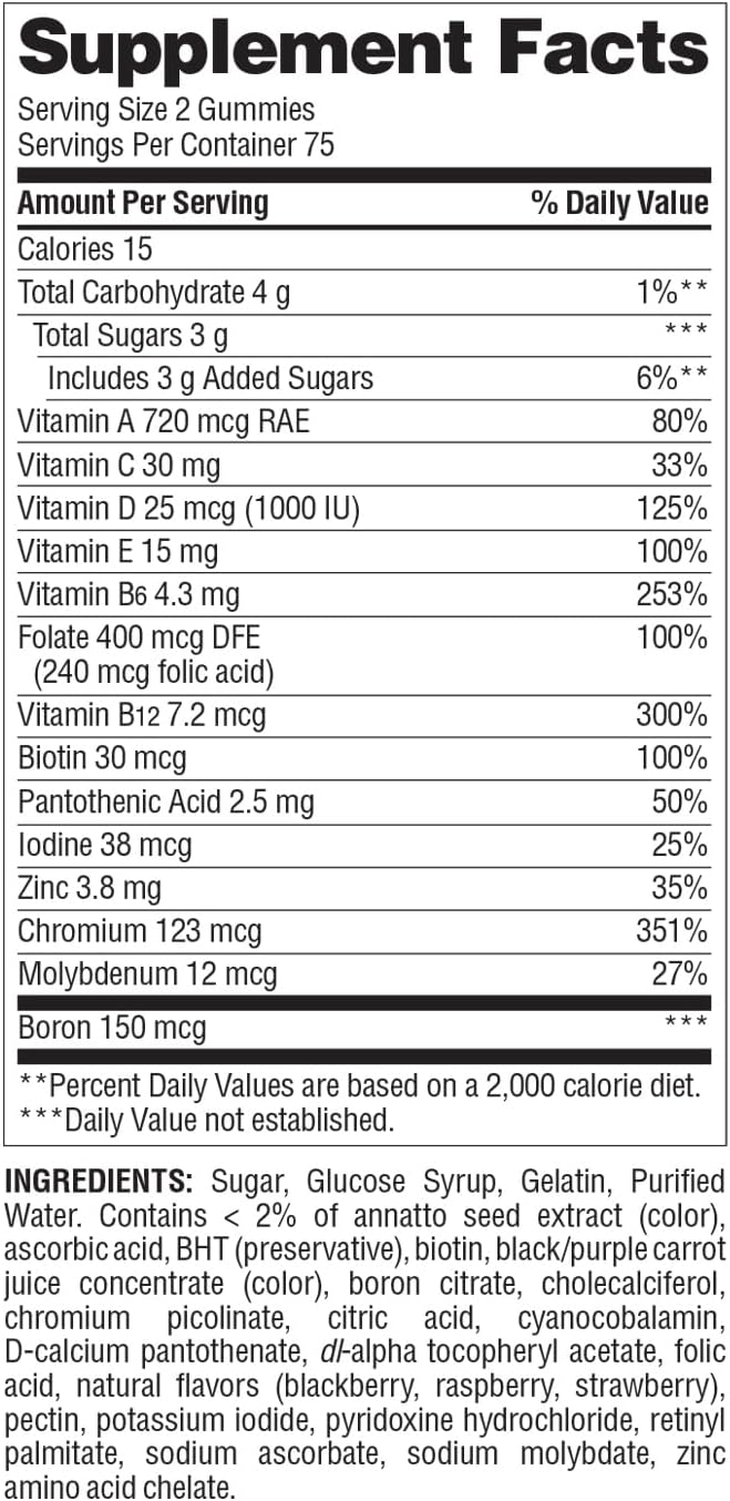 Nature's Wonder Men's Multivitamin Gummies, Supports Immune Health, Energy, Metabolism and Muscles with Vitamins A,C,D,B6,B12, 150 Men's Daily Multivitamin Gummies, 75 Day Supply