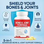 Shield Bone and Joint Formula - Enhanced Bone Support & Bone Health Supplement with Vitamin D3 & K2, 60 Capsules (1)