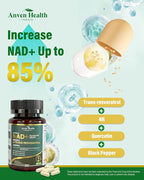 Liposomal NAD+ Resveratrol Supplement - NMN Alternative with Trans-Resveratrol, Quercetin & Fisetin - NAD Plus Booting for Women and Men, Cellular Energy & Healthy Aging, Non-GMO | 120 Capsules