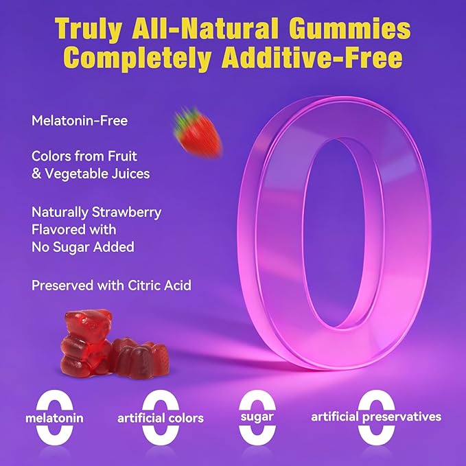 Melatonin Free Sleep Gummies for Adults with Magnesium, Valerian Root, 5-HTP & Herbal Blend - Natural Sleep Aid Supplements - Non-Habit Forming, Sugar Free, Strawberry Flavor, 60 Count (1)