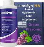 Lubrisyn Hyaluronic Acid Oral Joint Supplement – Liquid HA Formula for Humans – Promotes Joint Support, Mobility, Flexibility, Hydration & Healthy Function for Men & Women – Grape Flavor 11.5oz