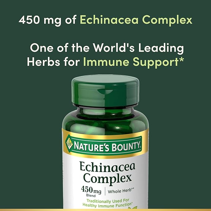 Nature's Bounty Echinacea Complex, Herbal Supplement, Supports Immune Health, 450 mg, 100 Capsules