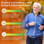 CoQ10 600 mg Softgels – Ubiquinol Coq 10 High Absorption Coenzyme Q10 & CoQ-10 Supplement for Energy, Heart & Antioxidant Support, 120 Count