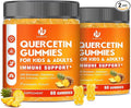 (2 Pack) Sugar Free Quercetin with Bromelain Gummies for Kids & Adult - Immune, Antioxidant, Seasonal Support, 1000mg Quercetin Supplements with Bromelain, Zinc, Elderberry, Vitamin C D3 E, 120 Count
