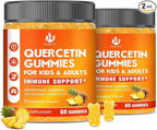 (2 Pack) Sugar Free Quercetin with Bromelain Gummies for Kids & Adult - Immune, Antioxidant, Seasonal Support, 1000mg Quercetin Supplements with Bromelain, Zinc, Elderberry, Vitamin C D3 E, 120 Count