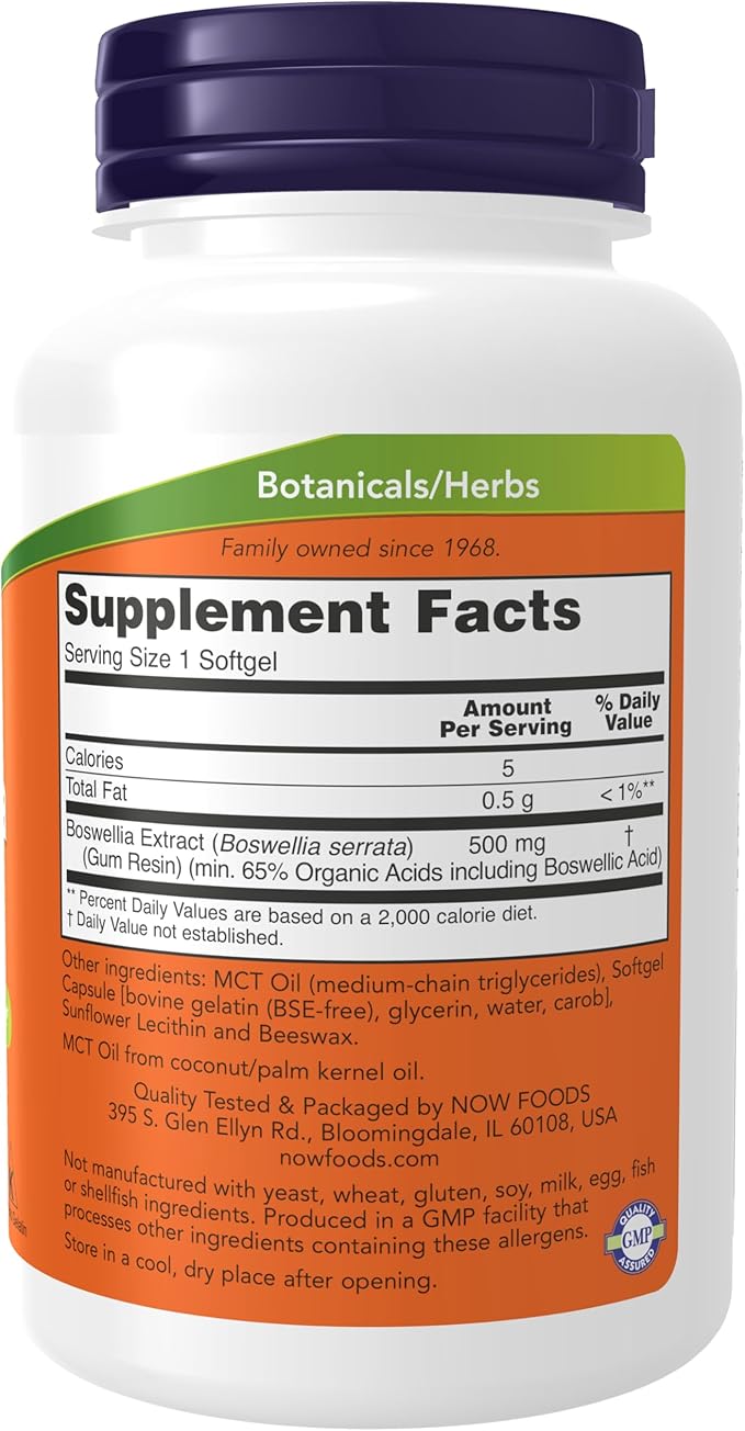 NOW Foods Supplements, Boswellia Extract 500 mg in MCT Oil Base, Balanced Immune Response*, 90 Softgels