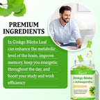 Ginkgo Biloba Gummies 240mg with Panax Ginseng for Better Mood and Focus, Booster Brain Health, 60 Vegan Apple Flavor Gummies