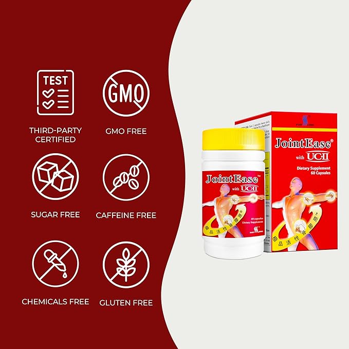 FARLONG JointEase with UC-II, Undenatured Type II Collagen, Glucosamine Hydrochloride, Chondroitin Sulfate, Joint Dietary Supplement | 60 Capsules