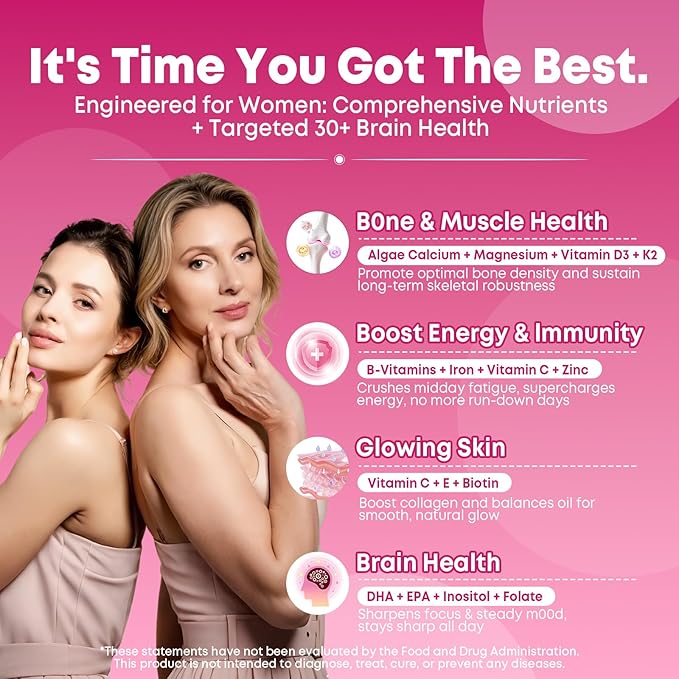 180 Count Women's Multivitamin Gummy, Methylated Multivitamin for Women Gummies, Sugar Free Daily Vitamin with Iron, Omega 3, Biotin for Beauty, Immune, Hair & Skin - Vegan, Mixed Berry Flavor
