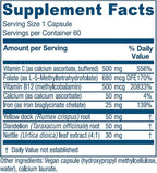 Vitanica Iron Extra, Iron Supplement Enhanced Absorption with Vitamin C 500mg, Methylfolate 400mcg, B12 Vitamin 500mcg, Calcium, Yellow Dock, Dandelion Root & Nettle Leaf Extract, Vegan, 60 Capsules