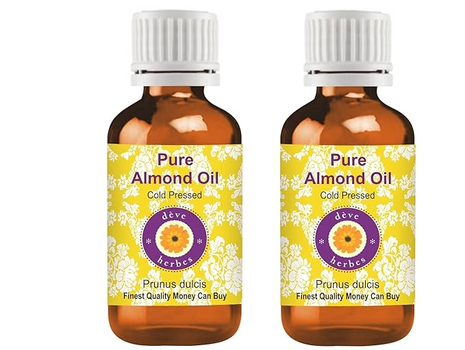Deve herbes Pure Almond Oil (Prunus dulcis) Natural Therapeutic Grade Cold Pressed for Personal Care (Pack of Two) 100ml X 2 (6.76 oz)
