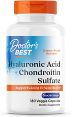 Doctor's Best Hyaluronic Acid with Chondroitin Sulfate, Featuring BioCell Collagen, Non-GMO, Gluten Free, Soy Free, Joint Support, 180 Count (Pack of 1)