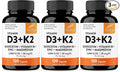 Sandhu's Vitamin D3 K2 Magnesium 2000 IU, 50mcg K2 Capsules 120 Count (Pack of 3) | with VIT B6, Zinc & Quercetin | D3K2 Supports Superior Absorption, Energy, Immune, Muscle Health for Men & Women