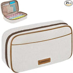 Weekly Travel Pill Organizer 3 Times A Day Pill Case for Purse with Removable 7 Day Pill Box Holder,Cute Medication Organizer Pill Container for Medicine, Vitamin, Fish Oils,Supplement (Brown, Large)