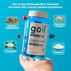 Goli Zero Sugar Ashwagandha Gummies, 60 Count Each (3 Pack, 180 Total) – with KSM-66, L-Theanine, Maca and Vitamin D - No Sugar Alcohols - Vegan, Keto-Friendly, Non-GMO