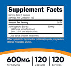 Nutricost Ashwagandha Herbal Supplement 600mg, 120 Capsules - Vegetarian, Non-GMO, Gluten Free, Ashwagandha Root