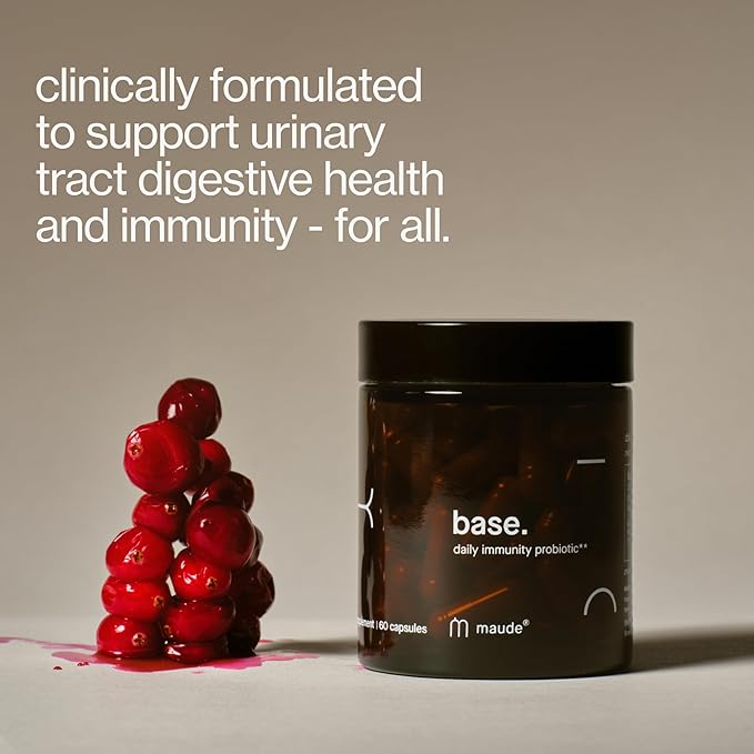 MAUDE Base - Daily Probiotics for Digestive Health & Immune Support - Promote Urinary Tract Health & Nurture Your Gut Microbiome - with Zinc, Vitamin C & PaCran Cranberry Extract (60 Capsules)