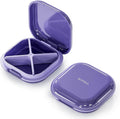 ONTERATE Small Pill Case, Travel Pill Organizer, Small Pill Box, Pill Container for Purse 4 Compartments, Daily Compact Travel Medicine Holder for Vitamins Medication (Purple)