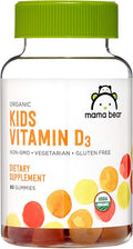 Amazon Brand - Mama Bear Organic Kids Vitamin D3 25 mcg (1000 IU) Gummies per serving, Bone and Immune Health, Strawberry, 80 Count