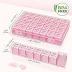 Lifewit Monthly Pill Organizer, 28 Day Pill Box, 4 Weeks One Month Vitamin Cases, Large Compartments Medicine Organizer for Fish Oils, Supplements, 28 Grids, Pink
