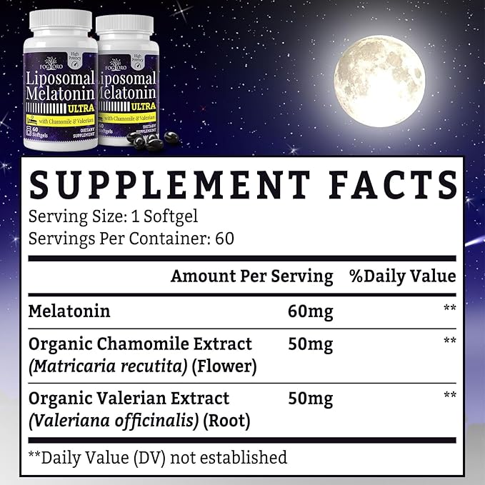 Fogoro Melatonin 60mg-Fall Asleep Faster, Stay Asleep Longer,High Dose