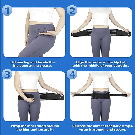 Sacroiliac SI Joint Hip Belt for Women and Men–Adjustable Hip Brace with 5 Springs, Non-Slip Support Brace for SI Joint, Lower Back, Pelvis, Sciatica & Trochanter Pain Relief (Black, Medium)