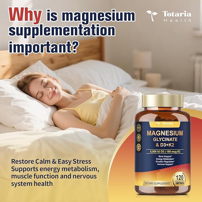 9-in-1 Magnesium Glycinate 500mg + Vitamin D3 5000 IU & K2 Complex - High Absorption - Healthy Stress, Sleep, Muscle Function, Bone Health & Energy Supports | Non-GMO, Gluten-Free 2 Pack