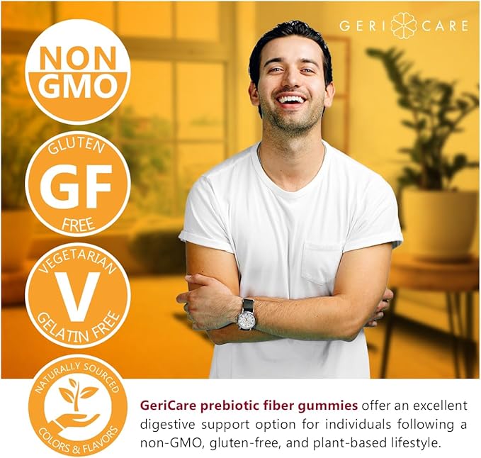 GeriCare Prebiotic Digestive Support, Gummies Compare to Metamucil Fiber Gummies, Berry Flavor, 72 Count, Plant-Based Fiber for Gut Health, Non-GMO, Gluten-Free, Vegan, Fiber Supplement (2 Pack)