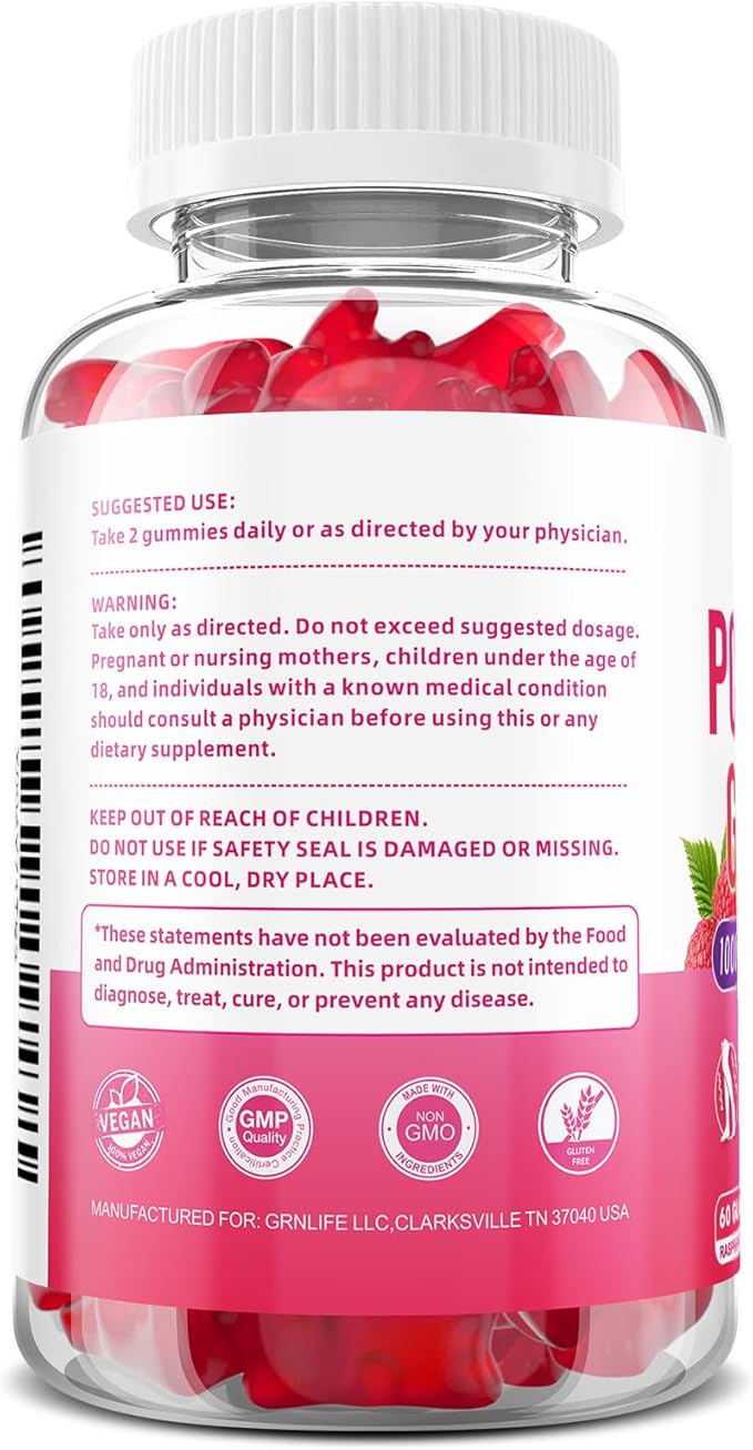 Potassium Gummies 1000mg, Potassium Bicarbonate Supplement for Adults & Kids, Support Electrolyte Balance & Muscle Heath, Sugar-Free, Raspberry Flavor, 60 Count