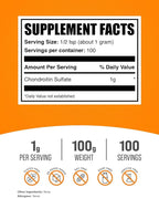 BulkSupplements.com Chondroitin Sulfate Powder - Joint Support Supplement - Cartilage Supplements - Bone Strength Supplements - Joint And Knee Supplements - Joint Vibrance (100 Grams - 3.5 oz)
