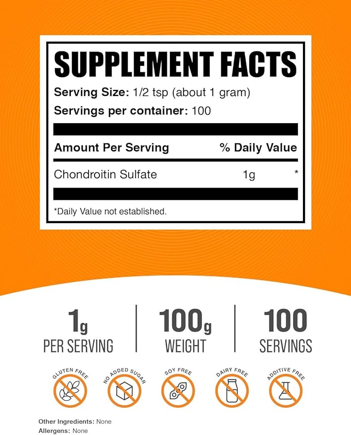BulkSupplements.com Chondroitin Sulfate Powder - Joint Support Supplement - Cartilage Supplements - Bone Strength Supplements - Joint And Knee Supplements - Joint Vibrance (100 Grams - 3.5 oz)