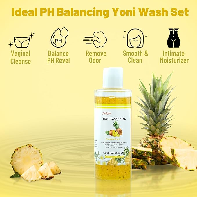 Yoni Wash Feminine Wash for Women PH Balance, Vaginal Wash for Vagina Moisturizing, Summer Feminine Care Intimate gel for Hygiene, Body Wash Shower Gel, Pineapple Scent Intimate shower gel 6.7 fl.oz