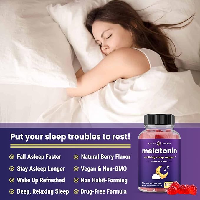 Melatonin Gummies for Kids & Adults | Natural Sleep Aid Drug-Free, Vegan Berry Flavor Kids Melatonin Gummy Supplement | 2.5mg, 5mg or 10mg Dose | Sleeping Pills Substitute 60 Gummies (Pack of 2)