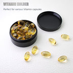 Portable Daily Pill Case, Heavy Duty Aluminium Alloy Round Pill Box, Waterproof Travel Pill Organizer, Pocket Purse Medicine Vitamin Holder EDC Container for Outdoor Camping Working