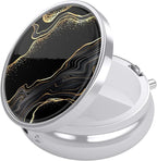 Nipichsha Pill Box, Small Pill Case for Purse & Pocket, Cute Travel Medicine Organizer, Portable Medicine Container Holder to Hold Vitamins, Medication, Fish Oil & Supplement, Luxury Black Marble