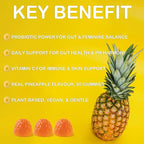 MATOP Pineapple Probiotic Gummies for Women – Sugar-Free, Vegan & Gluten-Free, Daily Wellness Support, 90 Gummies (30 Servings)