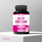 Beef Organ Supplement for Women - Grass Fed Beef Liver, Heart, Kidney & Uterus 1000mg Per Serving - Support Women's Energy & Overall Health - Third Party Tested & Non GMO - USA Made (60 Capsules)