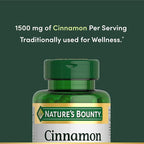 Nature's Bounty Cinnamon Capsules, Herbal Supplement, Supports Sugar Metabolism, 1500mg, 100 Capsules