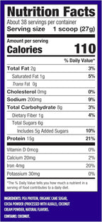 Vega Protein Made Simple - 15g Plant-Based Pea Protein, Chocolate, 39 Servings, Stevia Free, No Artificial Sweeteners or Gums, Non-GMO, Gluten Free, Dairy Free, 2.3lbs (Packaging May Vary)