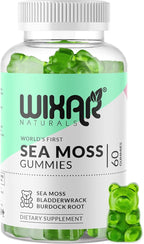 WIXAR NATURALS Sea Moss Gummies - Natural Irish Sea Moss and Bladderwrack with Burdock Gummy - 60 Gummies - Vegan - Healthy Immune, Gut & Overall Wellness Support - Herbal Alkaline Supplements