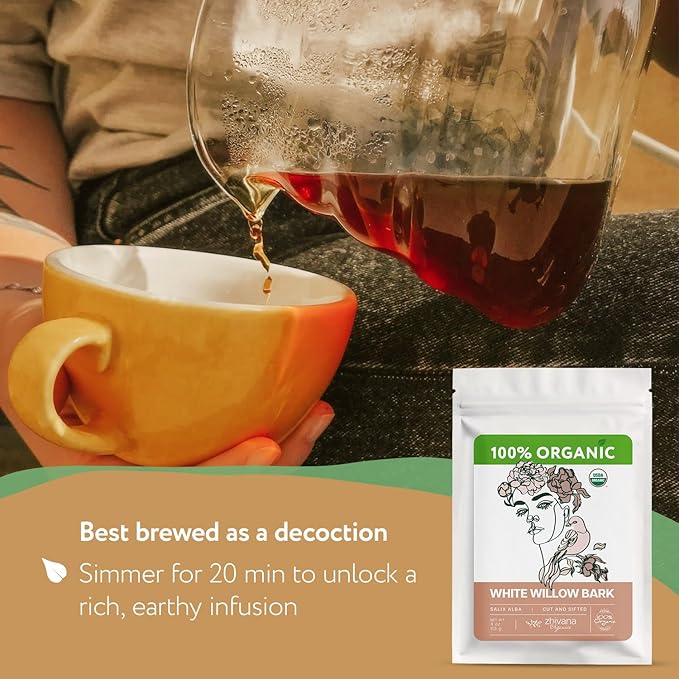 Organic White Willow Bark Tea (4 oz.) – White Willow Bark Herb for Cold Infusions, Decoctions & Herbal Use - Traditionally Used for Occasional Tension & Discomfort