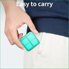 Small Pill Box,4 Compartments Travel Pill Case, Portable Pill Organizer,Mini Pill Container for Pocket,Daily Compact Travel Medicine Holder for Vitamins Fish Oil and Supplement Storage(Green+Cyan)