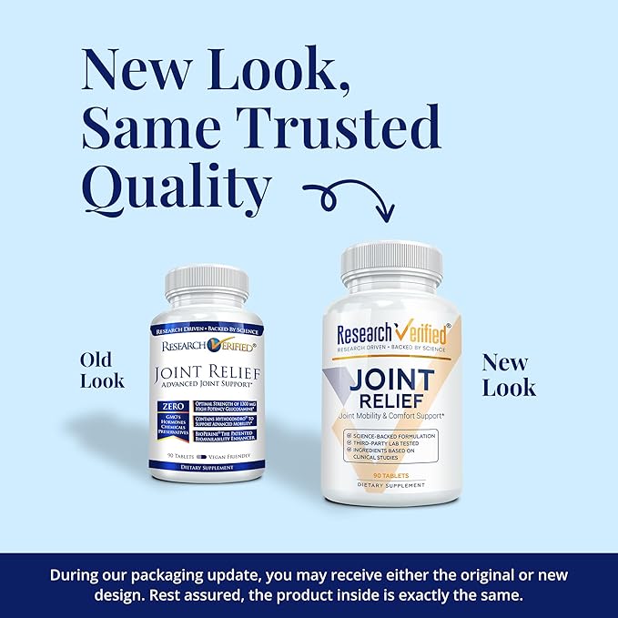 Research Verified Joint Support - Glucosamine, MSM, Turmeric, Boswellia, BioPerine - Vegan - 90 Capsules - 1 Month Supply