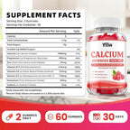 Calcium Gummies 1000mg with Vitamin D3 K2 & B12 Complex, High Absorption Potassium, Calcium Magnesium Zinc Supplement for Bone, Muscle, Mood and Immunity Support, Raspberry Flavor, 120 Count