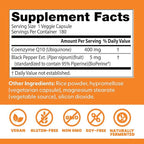 Doctor's Best High Absorption CoQ10 400mg with BioPerine Supplement - Coenzyme Q10 Caps for Heart Health & Antioxidant Support, CoQ10 400 mg for Women & Men, Non GMO - 180 Veg Capsules