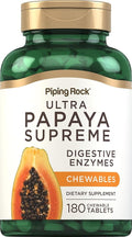 Piping Rock Papaya Digestive Enzymes Chewables | 180 Tablets | Supplement for Women and Men | Tropical Flavor | Vegetarian, Non-GMO, Gluten Free Formula