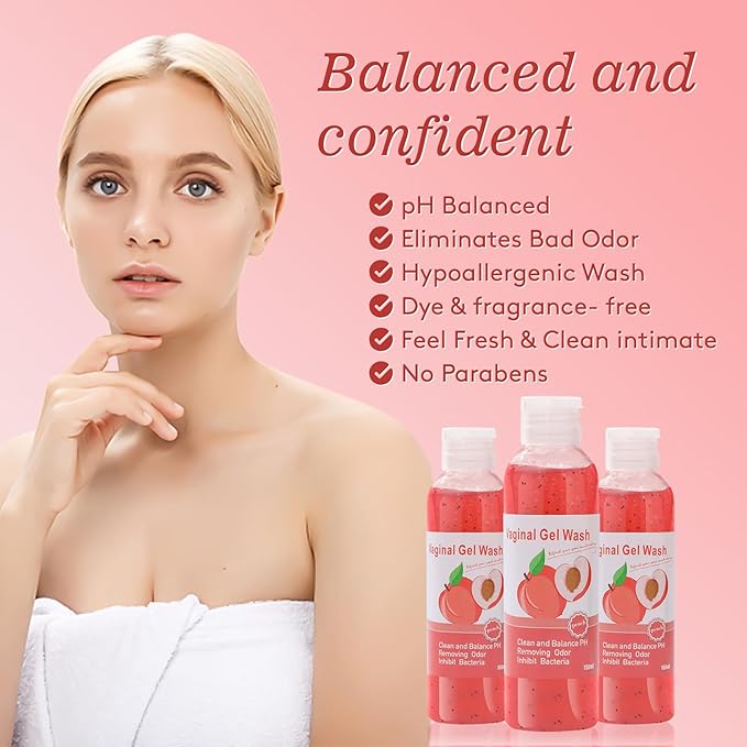 Feminine Wash & Yoni Oil & Yoni Soap Set for Women, Yoni Wash for Vaginal Ph Balance Remove Odor,Yoni Oil for Women Moisturizing, 1 Fl.Oz Feminine Oil & 5.07 Fl.Oz Vaginal Gel 3.53 Oz Yoni Soap Peach