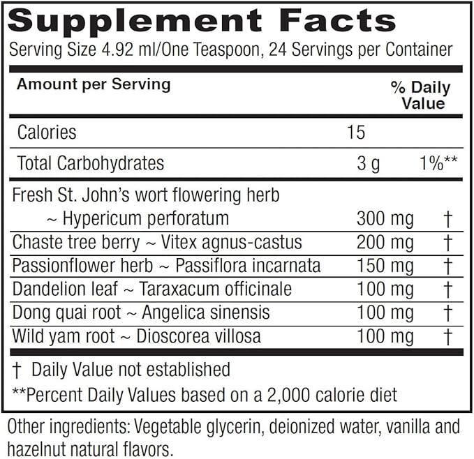 Vitanica PMS Tonic, Premenstrual Support and Relief, Saint Johns Wort, Dong Quai, Chaste Tree Berry, Wild Yam and More, Vegan, 4 Ounce